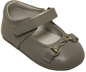 Girls Mocassin Leather w/ Chain-Light Gray